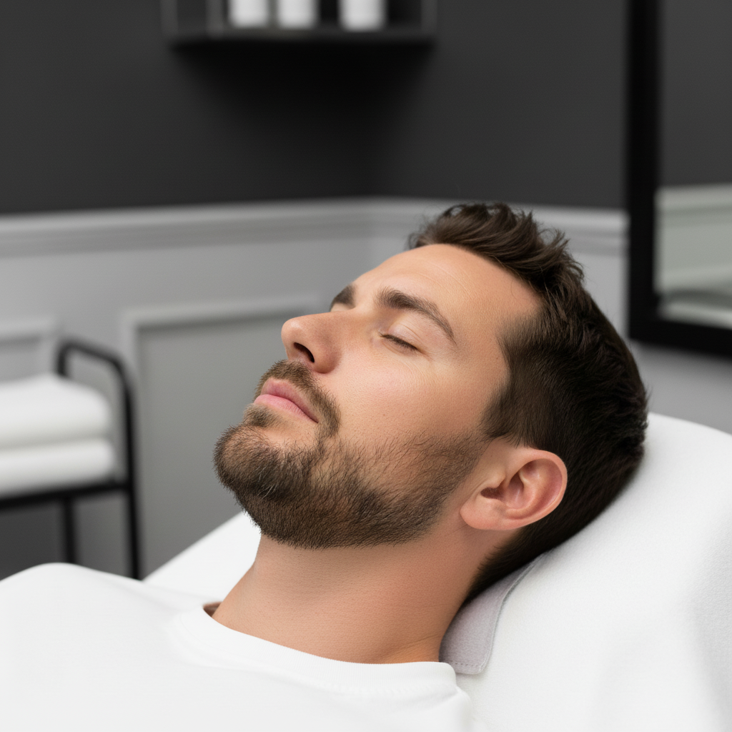 Beard and neckline after waxing and detailing at Wax for Men