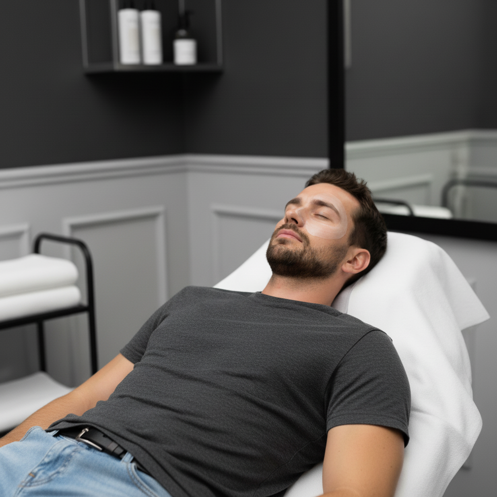 Male facial and skin treatment in a Wax for Men clinic